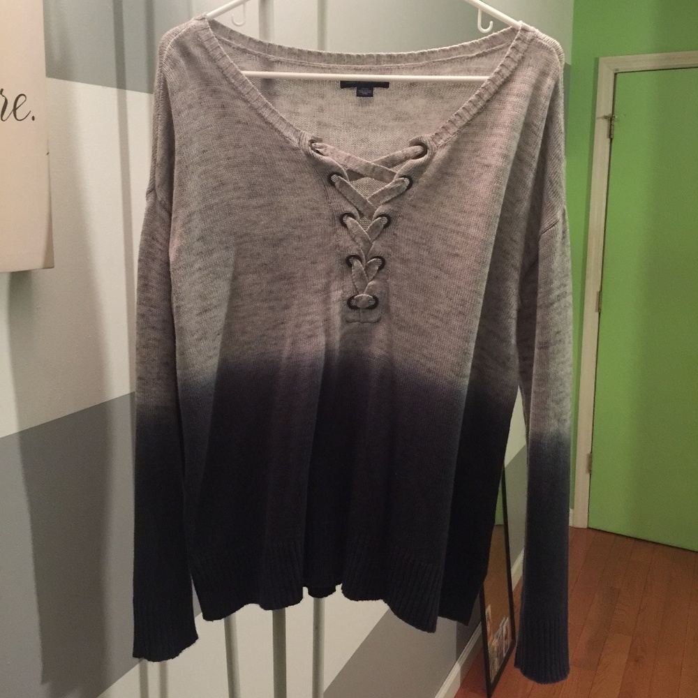 American Eagle Lace Up Ombre Sweater